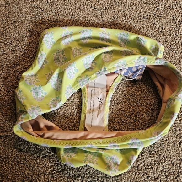 SZ Blockprints X JCrew high-rise full-coverage bikini bottom green paisley L NWT - Picture 5 of 5